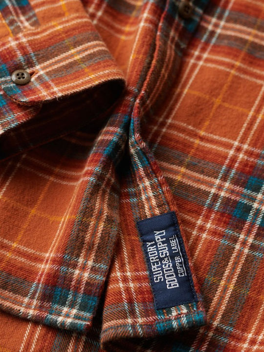 Lumberjack Long-sleeved Cotton Shirt Checked Orange