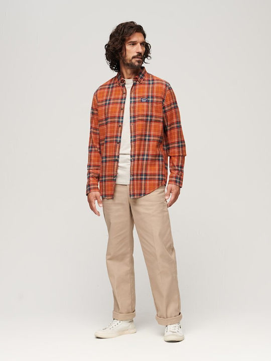 Lumberjack Long-sleeved Cotton Shirt Checked Orange