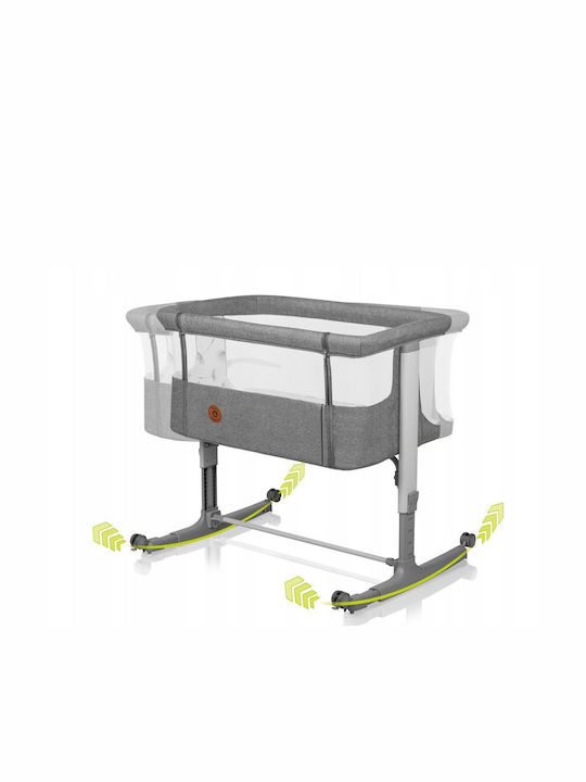 Lionelo Cradle with Mattress, Side Opening, and Wheels Gray