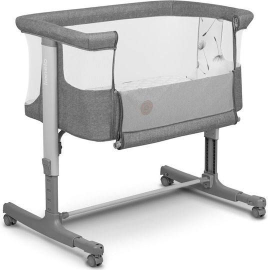 Lionelo Λίκνο Aurora με Στρώμα, Πλαϊνό Άνοιγμα και Ρόδες Grey Concrete