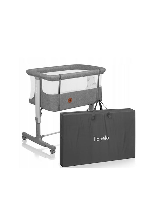 Lionelo Λίκνο Aurora με Στρώμα, Πλαϊνό Άνοιγμα και Ρόδες Grey Concrete