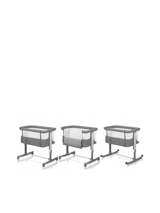 Lionelo Λίκνο Aurora με Στρώμα, Πλαϊνό Άνοιγμα και Ρόδες Grey Concrete