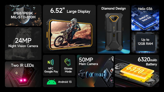 Ulefone Armor X13 Dual SIM (6GB/64GB) Resistant Smartphone Black