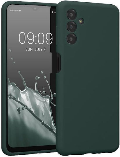 Umschlag Rückseite Silikon Set mit Glas Grün (Galaxy A14)
