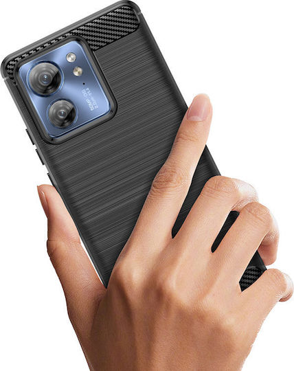 Hurtel Carbon Umschlag Rückseite Silikon Schwarz (Motorola Edge 40)