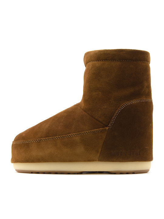 Suede Snow Boots with Rubber & Fur Icon Low Brown