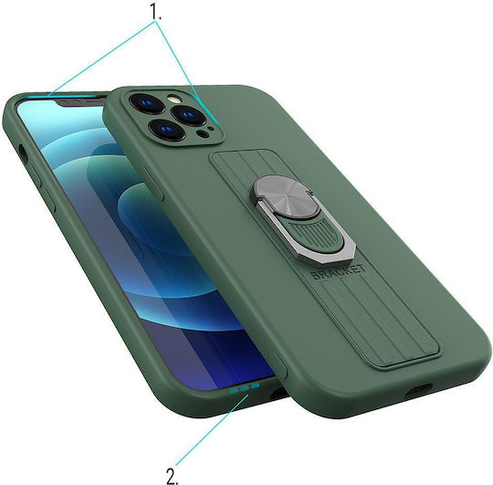 Hurtel Ring Back Cover Silicone Brown (Redmi 10X)