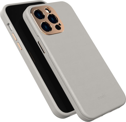 Moshi Napa Slim MagSafe Umschlag Rückseite Synthetisches Leder Serene Gray (iPhone 14 Pro Max)