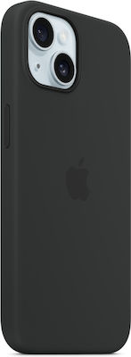 Apple Silicone Case with MagSafe Umschlag Rückseite Silikon Schwarz (iPhone 15)