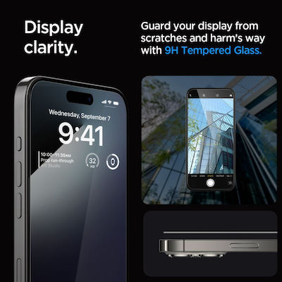 Spigen Tempered Glass Μαύρο (iPhone 15 Pro)