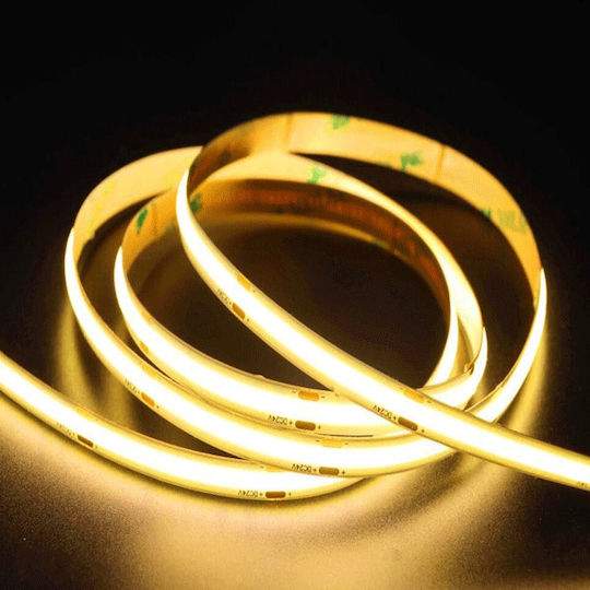 Redled Ταινία LED 24V Θερμό Λευκό Φως 5m Τύπου COB με Τροφοδοτικό