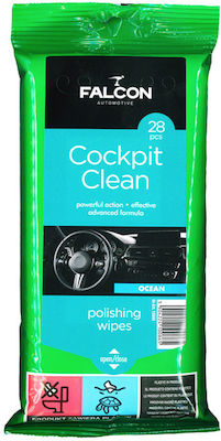 Falcon Μαντηλάκια Ταμπλό Ocean Cleaning and Polishing Wipes for Car Dashboard with Scent Ocean 30pcs 18068