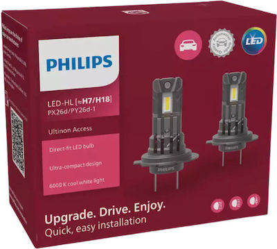 Philips Λάμπες Αυτοκινήτου Ultinon Access H7 / H18 LED 6000K Ψυχρό Λευκό 12V 16W 2τμχ