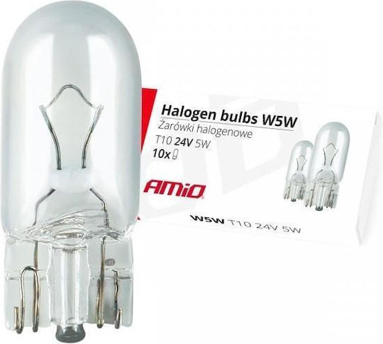 AMiO Lampen Auto W5W Halogen 24V 5W 10Stück