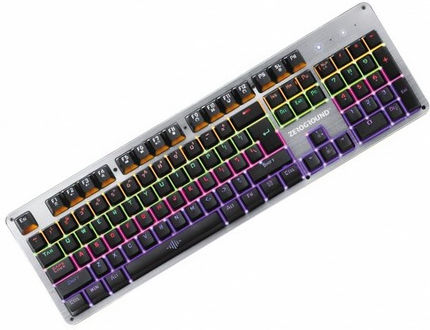 Zeroground KB-2950G Simeto V2.0 Gaming Mechanical Keyboard with Custom Blue switches and RGB lighting (English US) Silver