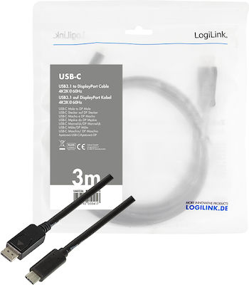 LogiLink USB 3.2 Kabel USB-C männlich - DisplayPort Schwarz 3m (UA0336)