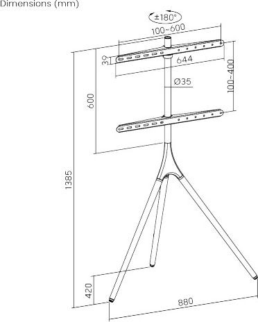 Brateck FS12-46F Suport TV pardoseală până la 65" și 32kg