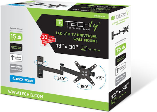 Techly ICA-LCD 104BK ICA-LCD 104BK Wandhalterung für Fernseher mit Arm bis 30" und 15kg