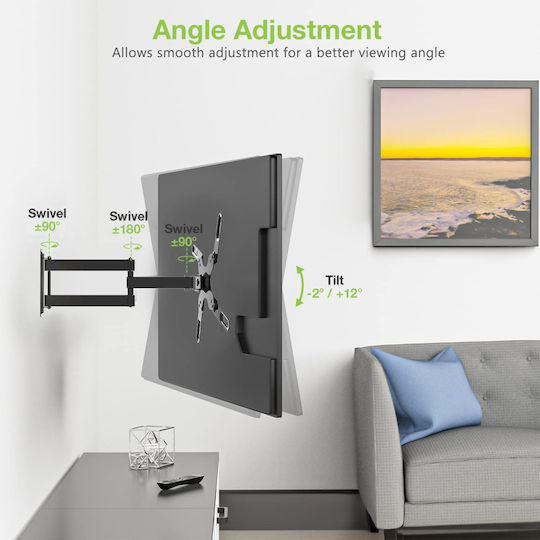 Techly ICA-PLB 136M Wall TV Mount with Arm up to 55" and 45kg Black