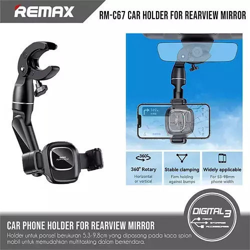 Remax Car Mobile Mount with Adjustable Hooks Black
