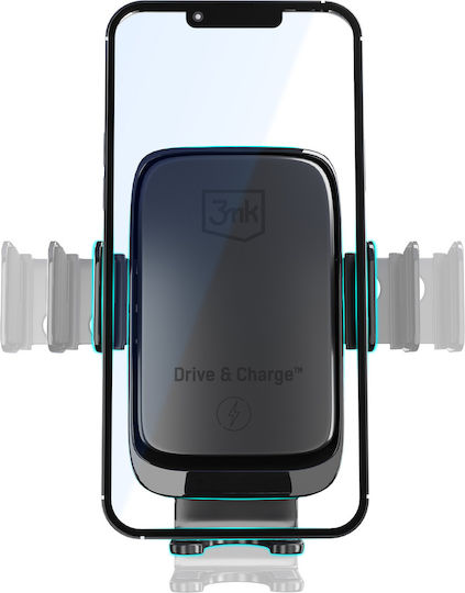 3MK Drive&Charge Car Mobile Mount with Adjustable Hooks and Wireless Charging Black