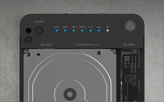 Icy Box Docking Station for 2 Hard Drives SATA 2.5" / 3.5" / M.2 (2230)" / M.2 (2242)" / M.2 (2260)" / M.2 (2280)" with Connection USB 3.2 (IB-2915MSCL-C31)