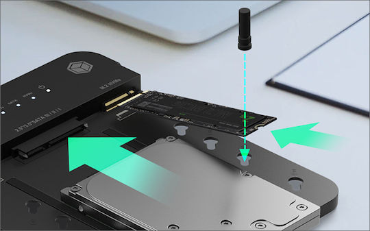 Icy Box Docking Station for 2 Hard Drives SATA 2.5" / 3.5" / M.2 (2230)" / M.2 (2242)" / M.2 (2260)" / M.2 (2280)" with Connection USB 3.2 (IB-2915MSCL-C31)