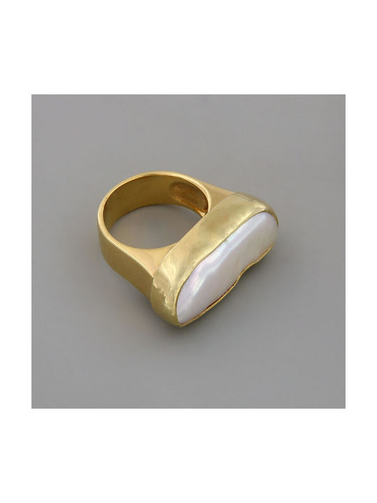 Ios Women's Gold Ring with Pearl 18K