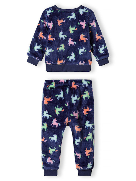 Minoti Set Top & Bottom Kids Winter Fleece Pyjamas Blue