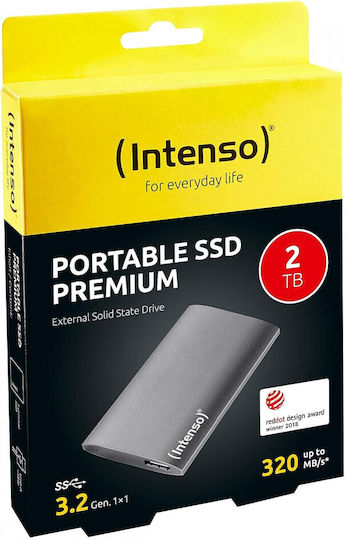 Intenso Premium USB 3.2 External 1.8" SSD 2TB Gray