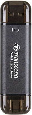 Transcend ESD310C 1TB USB 3.2 SSD Stick cu conexiune USB-A & USB-C Negru