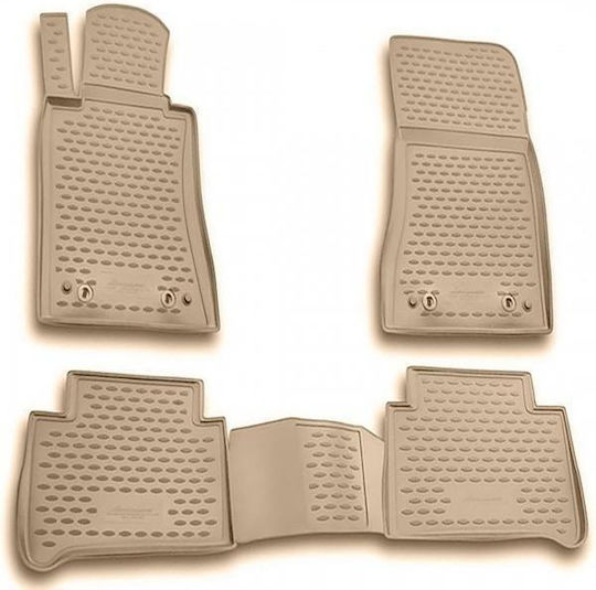 Novline Set of Front and Rear Mats 4pcs Tray Type for Mercedes-Benz E Class 2002-2009 Beige