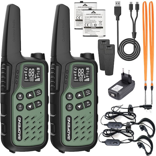 Baofeng Bf-t25e Wireless Transceiver PMR 0.5W with Monochrome Screen In Green Color