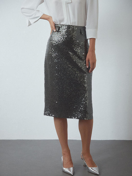 Pencil High-waisted Midi Skirt Khaki