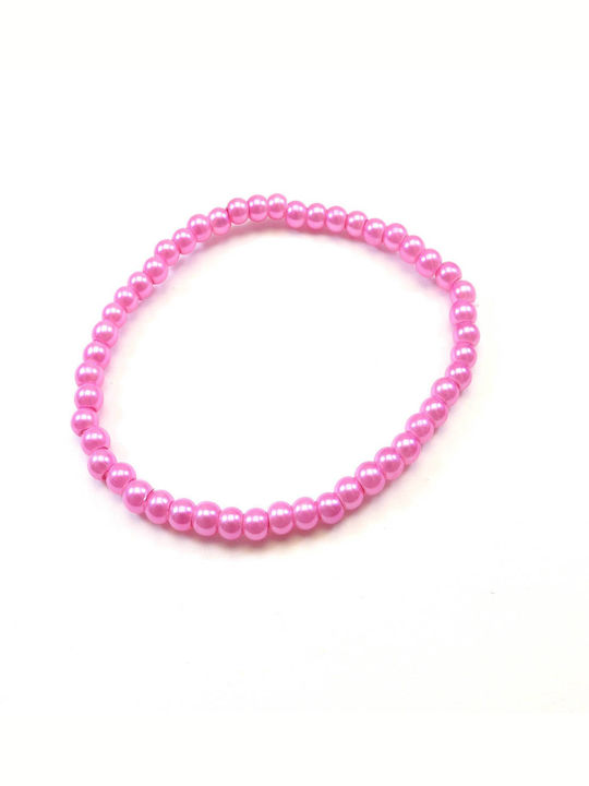 Elastic bracelet with pearl beads 4mm ready 55-65mm Fuchsia