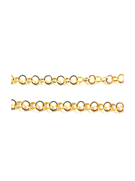 Chain long thin steel chain hoop link with clasp 3mm length 75cm Gold