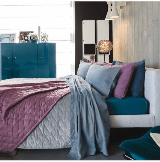 Amo La Casa Cloe Velvet Blanket Double 200x250cm Blue