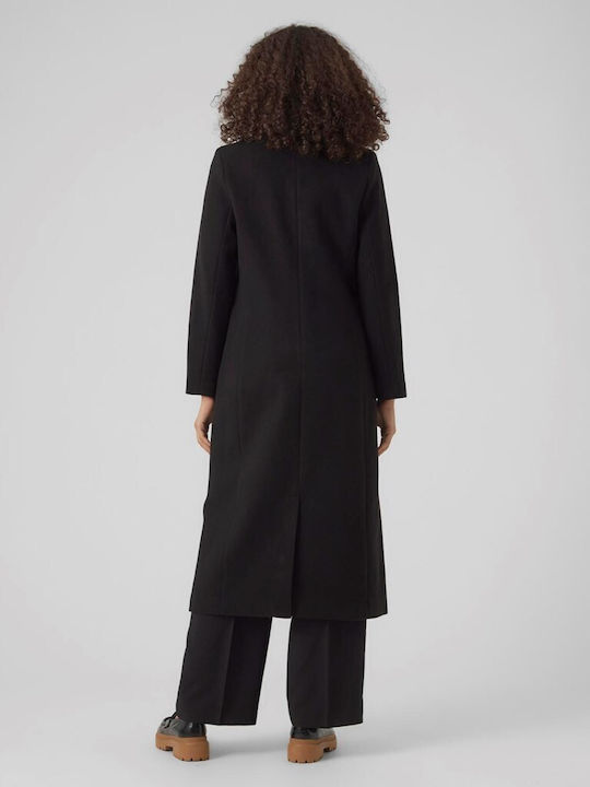 Vero Moda Women's Long Coat with Buttons Black