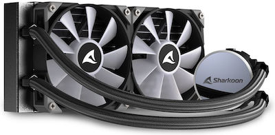 Sharkoon S70 CPU Water Cooling Dual Fan 120mm for Socket AM4/AM5/1700/1200/115x with ARGB Lighting