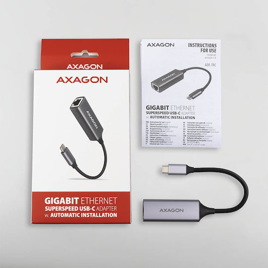 Axagon ADE-TRC Αντάπτορας Δικτύου USB-C με Ενσύρματη Σύνδεση Gigabit Ethernet (v1)