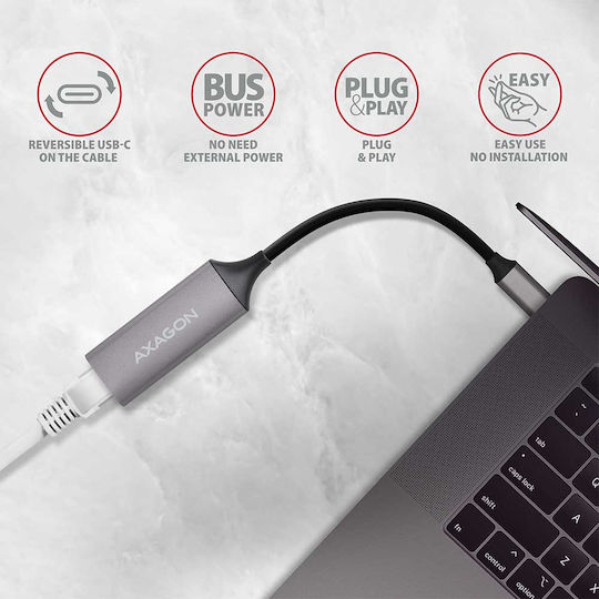 Axagon ADE-TRC Αντάπτορας Δικτύου USB-C με Ενσύρματη Σύνδεση Gigabit Ethernet (v1)