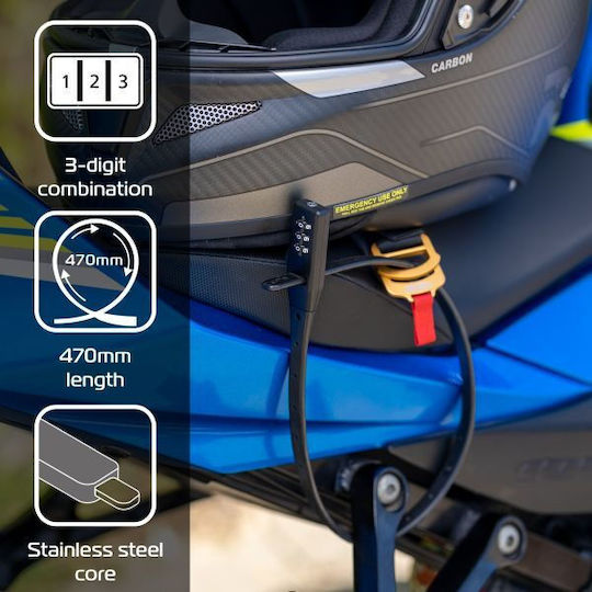 Oxford Combi Zip Lock Αντικλεπτική Κουλούρα Μοτοσυκλέτας Μαύρο Χρώμα