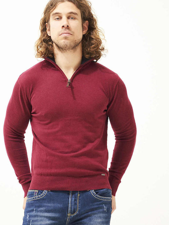 Men's Knitted Object with Zipper Bordeaux