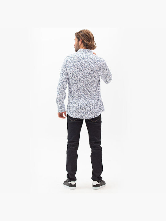 Men's Floral Shirt white and blue