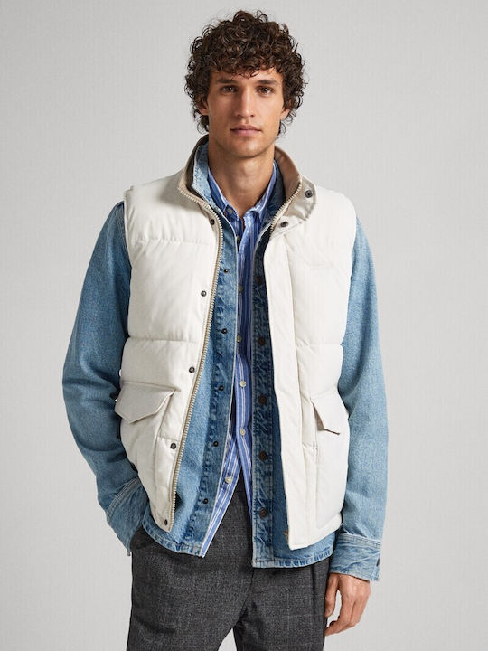 Pepe Jeans Men's Winter Sleeveless Puffer Jacket White