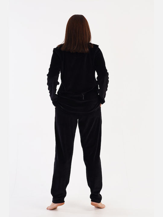Vienetta Secret Winter Women's Pyjama Set Velvet Black