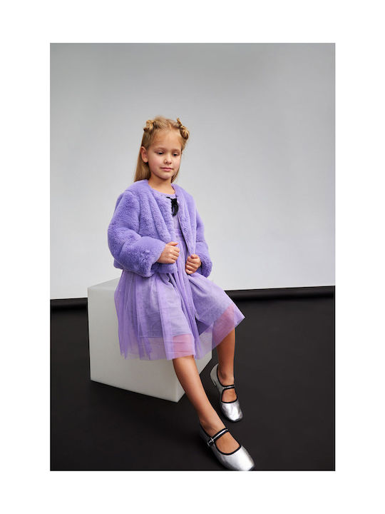 Two In A Castle Girls Fur Coat Lilac