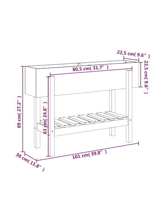 vidaXL Ζαρντινιέρα Ξύλινη Καφέ 101x30x69εκ.