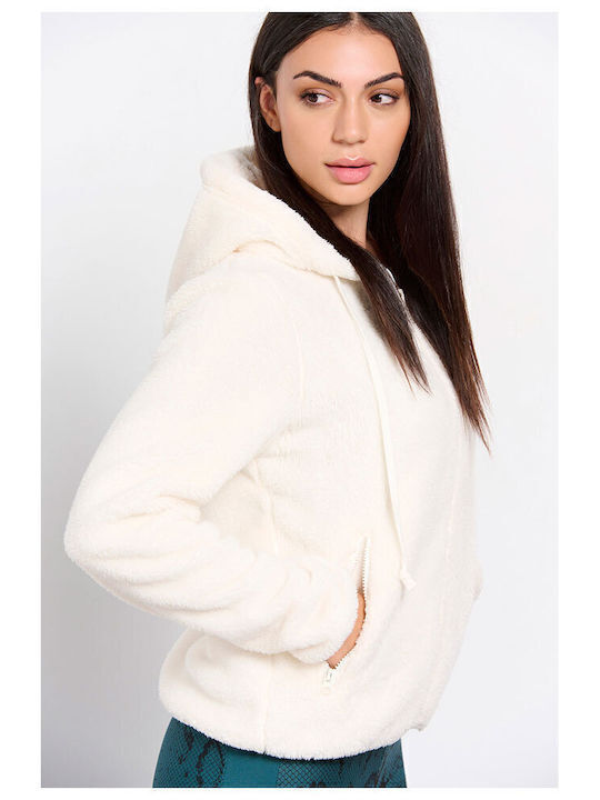 Sportlich Kinderstrickjacke Fleece mit Kapuze Beige