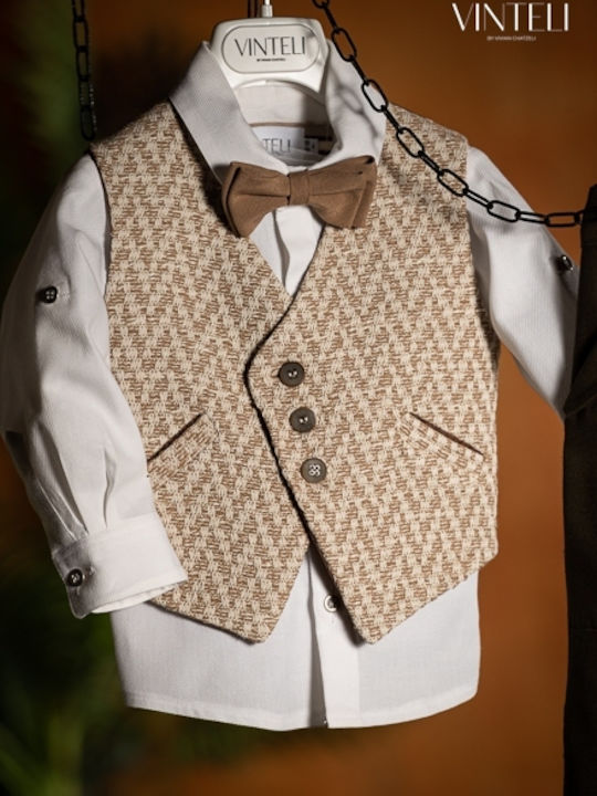 Vinte li Baptism Suit Beige 5 Pieces